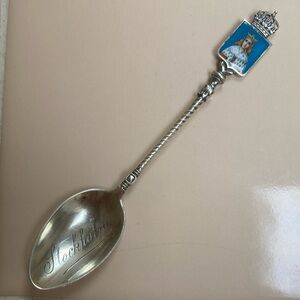 Sterling and enamel Souvenir spoon from Stockholm